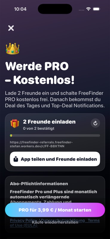 Aktuelles FreeFinder PRO Sheet
