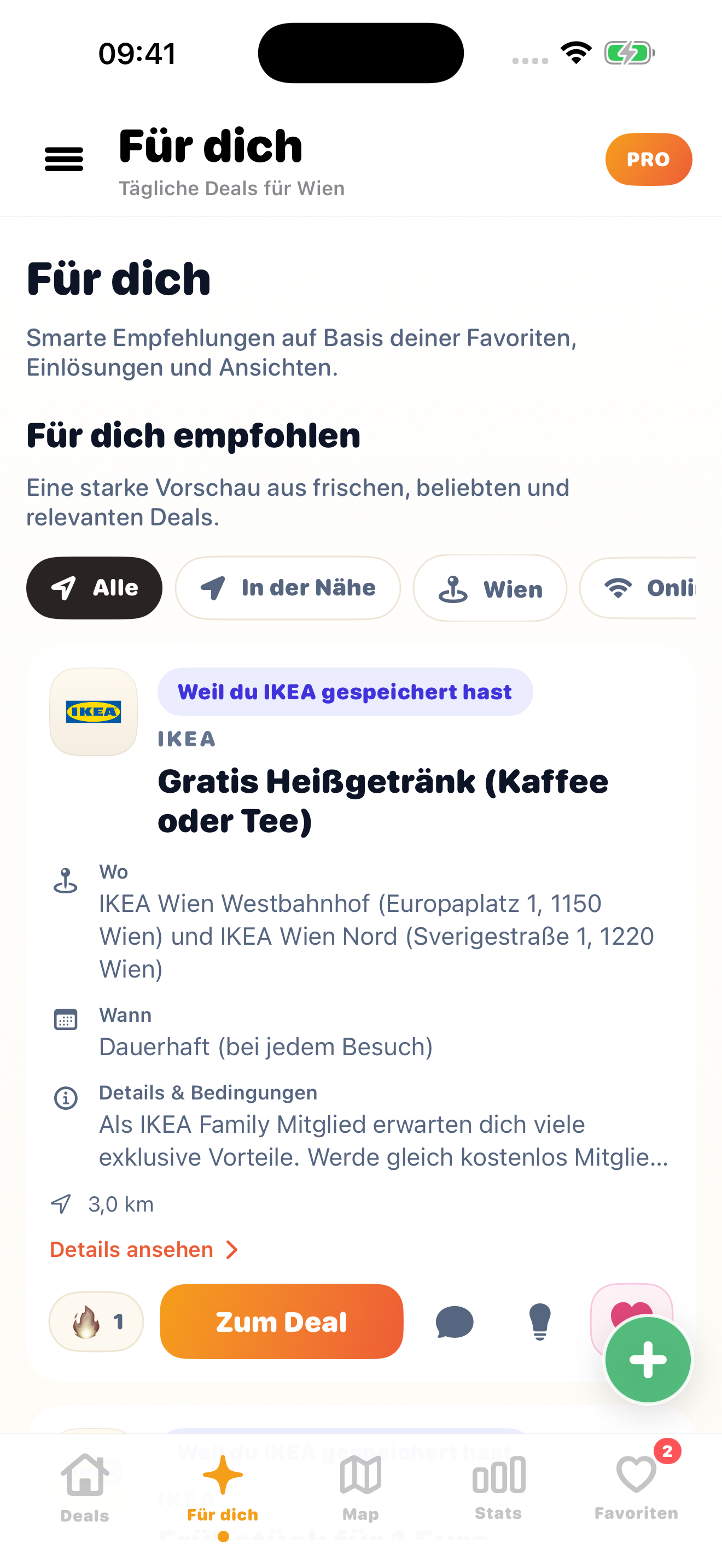 FreeFinder Empfehlungen mit dem IKEA-Family-Heißgetränkevorteil